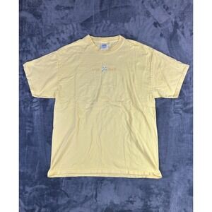 Vintage‎ Lake Tahoe Embroidered Floral Tee Yellow Port Company Adult L Cottage